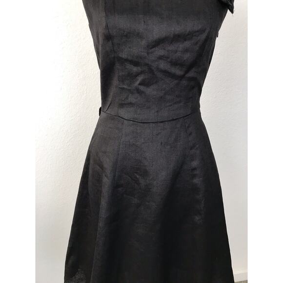 Rinascimento Dress Fit Flare Tank Tulle Linen Black FLAWS - Picture 4 of 12